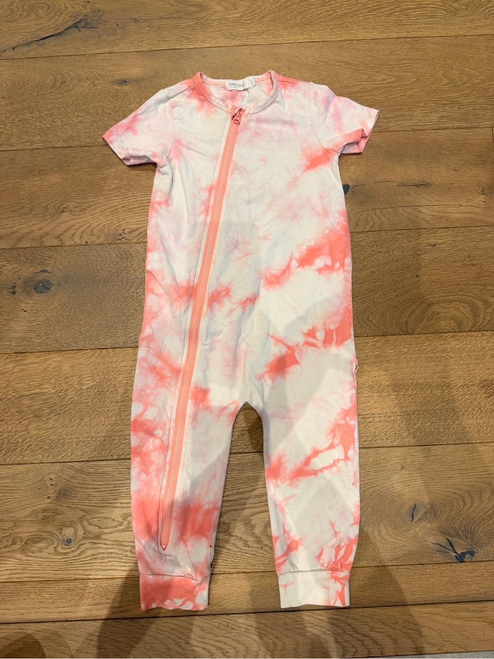 EUC Coral Tie-Dye Zip Baby One-Piece Bodysuit
